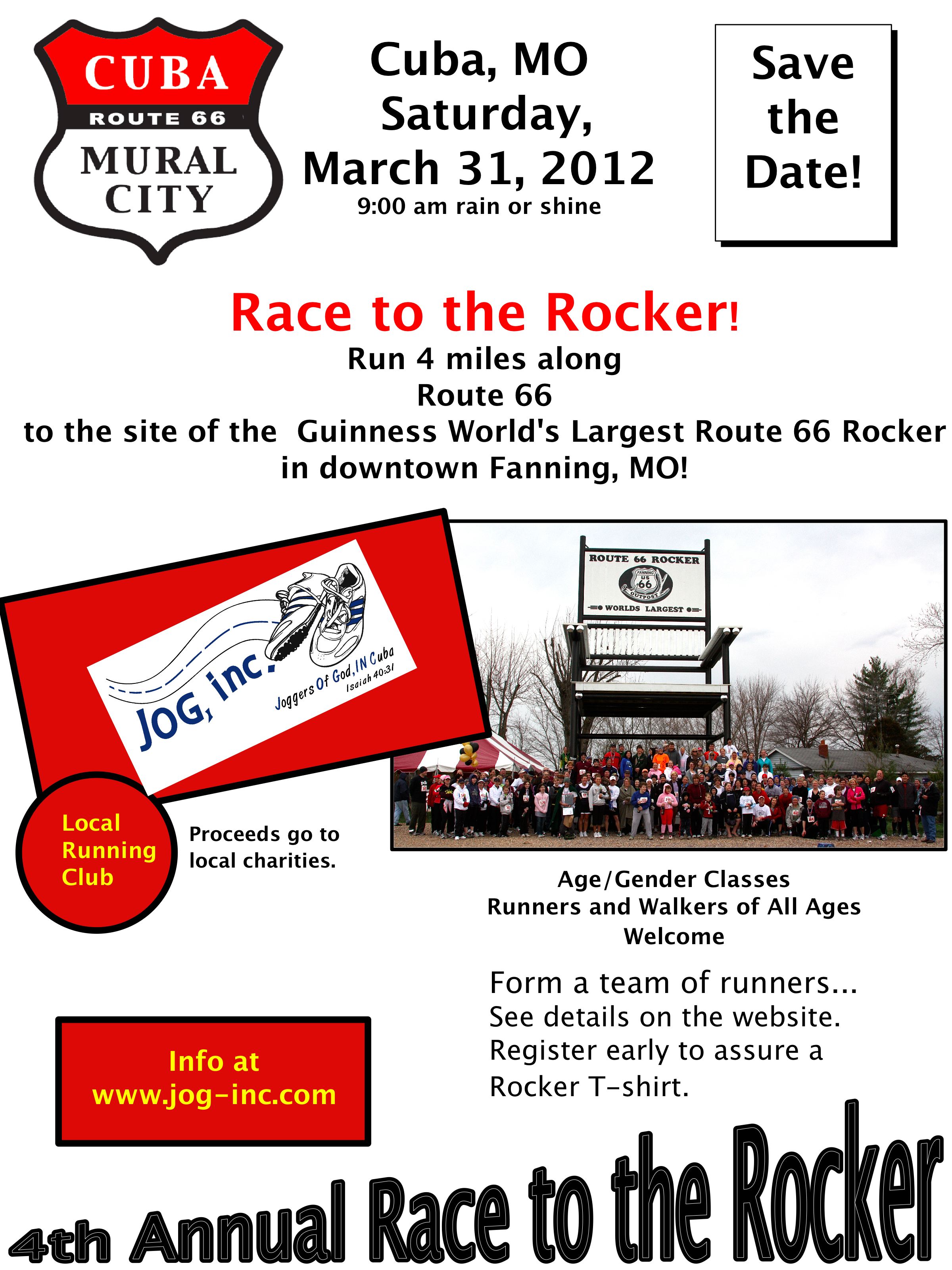 Race to Rocker Flyer 2012. Cuba, MO Route 66 Mural City