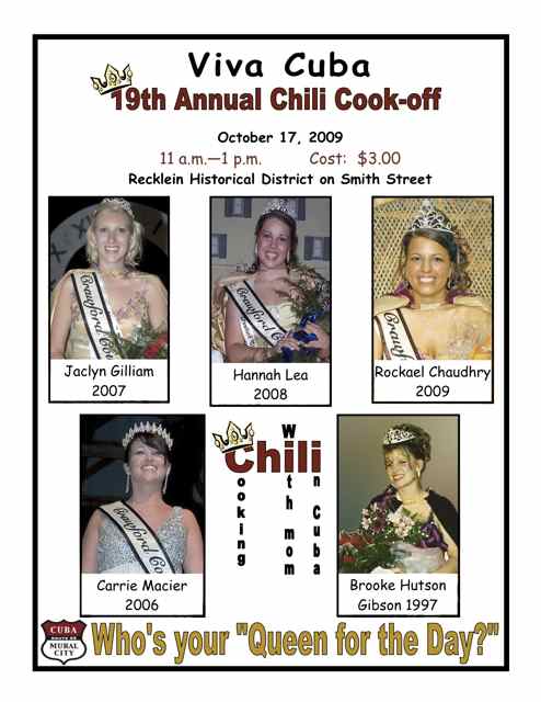 Cuba Fest chili-tasters will pick the "Queen of the Chili."