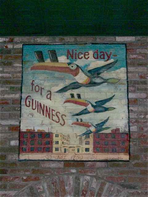 The Guinness illustration for Llywelyn's combines Krovicka's lettering and painting skills.