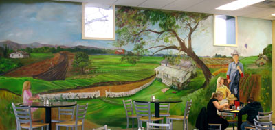 The Main Street Cafe has two large Nixon Krovicka murals on the inside of the 100 year-old building.