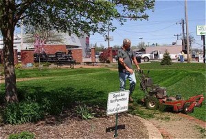 Gene mows and maintains the Viva Cuba Garden.