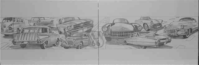 The mural will feature some popular classic cars that you probably wouldn't see outside a car show or auto museum.