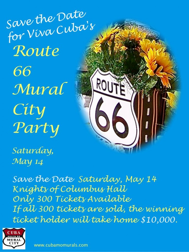 Save the Date May 14 Route 66 Mural City Party Cuba, Missouri