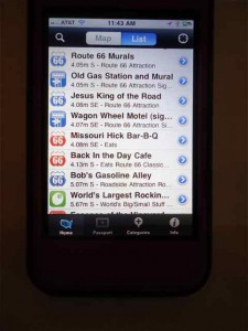 Cuba, Missouri entries on Road Trip 66 iphone app.