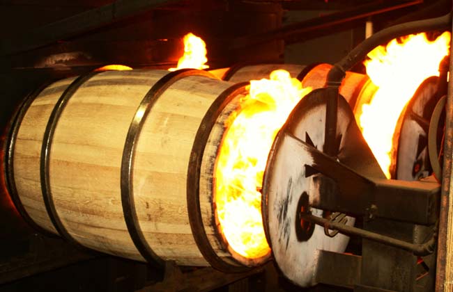 Charring barrels at McGinnis Wood Products Cuba, Missouri