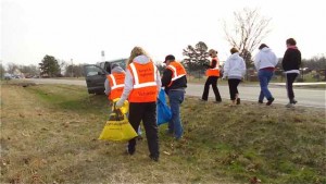 Cuba, MIssouri Volunteers in safety vest strike out along Route 66