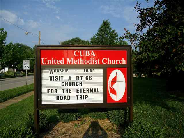 Methodist Route 66 sign Cuba, Missouri