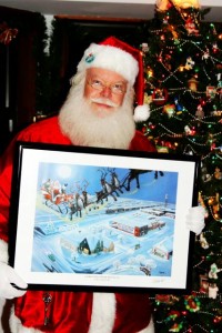 Santa & the Christmas Over Route 66 Print